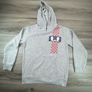 Kids Sonic the Hedgehog Grey Hoodie Size 10 12 Long Sleeve Pullover Graphic